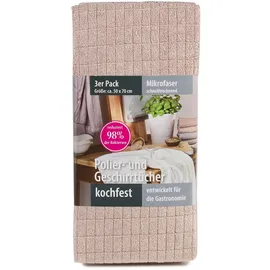 Gözze - Geschirrtuch-Set, 3-teilig, Mikrofaser-Poliertuch, 50 x 70 cm - Taupe