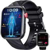 Smartwatch Herren ECG HRV Herzfrequenz Blutdruck: 1,97" AMOLED Touch Schwarz Gesundheitsuhr mit EKG Schlafmonitor Blutsauerstoff Schrittzähler Telefonfunktion Sportuhr Fitnessuhr iOS Android