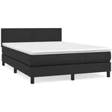 vidaXL Boxspringbett mit Matratze Schwarz 140x200 cm Kunstleder