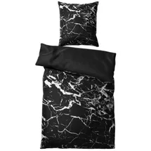 Sanilo Bettwäsche Marmor Schwarz 135 x 200 cm + 80 x 80 cm