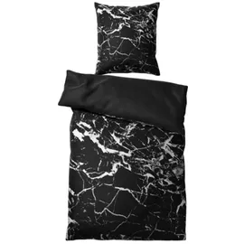 Sanilo Bettwäsche Marmor Schwarz 135 x 200 cm + 80 x 80 cm