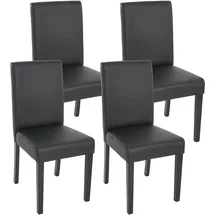 MCW 4er-Set Esszimmerstuhl Littau Kunstleder, schwarz matt, dunkle Beine