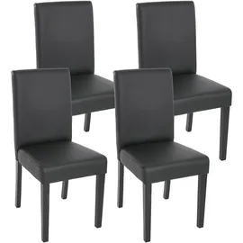MCW 4er-Set Esszimmerstuhl Littau Kunstleder, schwarz matt, dunkle Beine