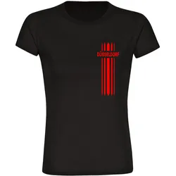 multifanshop Damen T-Shirt - Düsseldorf - Streifen - Druck rot - Frauen