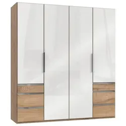 Drehtürenschrank Level 36D mit Laden ca. 200 cm Eiche/Weiß