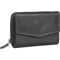 Benthill Portemonnaie Damen Leder - RFID Echtleder Geldbörse - Vintage Portmonee - Münzfach mit Reißverschluss - Grau