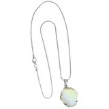 StoneTrip Kettenanhänger Opal roh aus Äthiopien, Anhänger in Silber gefasst mit Öse, Unikat blau