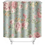 Bfrdollf Duschvorhang Blume 120x200 180x200 180x180 200x240 Textil Rosa Rose Bunt Pink Blau,100% Polyester,Shower Curtains Wasserdicht (200 x 240 cm,32)