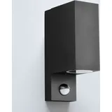 Maxkomfort GmbH Aussenleuchte schwarz up&down 2x GU10 Fassung mit Bewegungsmelder Wandleuchte Aussenwandlampe Wandlampe Aluminium 1268E1-BK