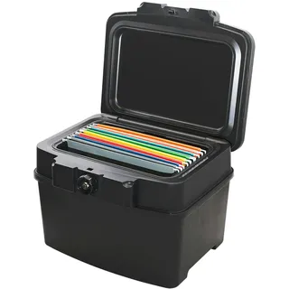 HMF 250453 Feuerfeste Wasserdichte Dokumentenbox DIN A4, 44,5 x 34 x 33 cm, Schwarz