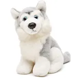 Uni-Toys - Husky grau, sitzend - 16 cm (Höhe) - Plüsch-Hund - Plüschtier, Kuscheltier