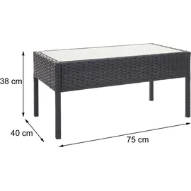 MCW Poly-Rattan Garnitur F56 4-tlg. Schwarz