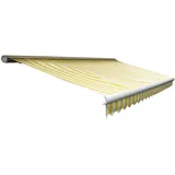 MCW Kassetten-Markise H124 mit Volant 5x3m Polyester Gelb/Weiß