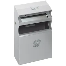 Proregal Eckiger Kombiascher mit Einwurfblende 15 Liter, HxBxT 54 x 30 x 14 cm Verzinkter Stahl Silber