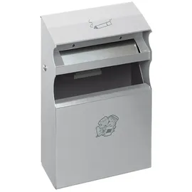 Proregal Eckiger Kombiascher mit Einwurfblende 15 Liter, HxBxT 54 x 30 x 14 cm Verzinkter Stahl Silber