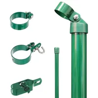 GAH Alberts Alberts Zaunanschluss-Set für Wellengittertor an Maschendrahtzaun | Set,2s | grün | zum Einbetonieren | Torpfosten-Ø: 76 mm 600785
