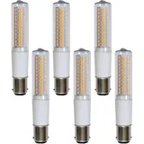 NCC-Licht 6 x LED Leuchtmittel Röhre T18 8W=65W B15d klar echte 840lm warmweiß 3000K 360° dimmbar
