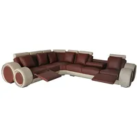 JVmoebel Ecksofa Design Leder Polster XXL Sitz Zimmer Sofa mit USB Design Eck Garnitur, Made in Europa braun