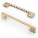 9BUILD 10 Stück Schrankgriffe Gold Lochabstand 128mm Griffe für Küchenschränke Möbelgriffe Küchengriffe griffe möbel Küchenschrank Schranktürgriffe EU0035