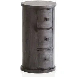 KADIMA DESIGN Design Sideboard Mango Massivholz Schwarz 34x65x34 cm, Schränkchen mit 3 Schubladen, Schmaler Beistellschrank Massiv, Mini Kommode