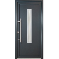 Meeth Aluminium-Haustür »Signum Alu«, satiniertes Glas, weiß/titan, nach Innen öffnend, ohne Türgriff - grau