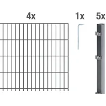 GAH Alberts Doppelstabmatten Set 4 Matten 1,23 x 10 m anthrazit 641276