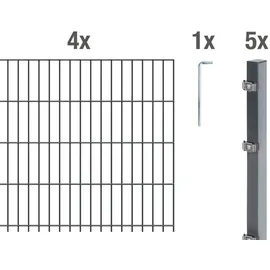 GAH Alberts Doppelstabmatten Set 4 Matten 1,23 x 10 m anthrazit 641276