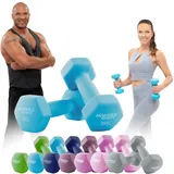 Miweba Sports Neopren Hantelset NKH100 | Profi Hantel - Hexagon Hanteln Set - Kurzhanteln - Kurzhantel Set - Gymnastikhanteln - Hantel Set - Dumbbell - 0,5-10 Kg (2X 3.0 kg, Türkis)