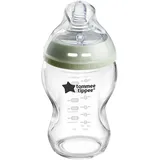 TOMMEE TIPPEE Tommee Tippee-Babyflasche, Natural Start Anti-Kolik-Flasche aus Glas, 250ml, brustähnl. Sauger, Anti-Kolikventil, selbst steril., Zubehör, 1er-Pack