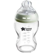 TOMMEE TIPPEE Tommee Tippee-Babyflasche, Natural Start Anti-Kolik-Flasche aus Glas, 250ml, brustähnl. Sauger, Anti-Kolikventil, selbst steril., Zubehör, 1er-Pack