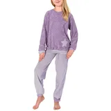 Normann Pyjama Normann Mädchen Frottee Pyjama langarm in Tupfen- und Ringeldesign lila 176