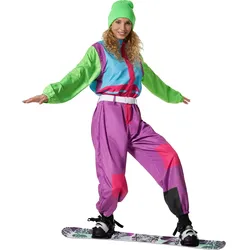 tectake® Damenkostüm Retro 80er 90er Ski Anzug