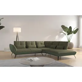 otto home Ecksofa OTTO HOME "Mikado L-Form", grün (olive), B:297cm H:88cm T:245cm, 100% Polyester, Sofas, Ecksofa, inkl. Sitztiefenverstellung und Armteilverstellung, Topseller