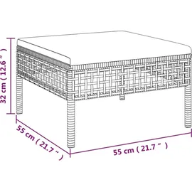 vidaXL Gartenhocker mit Kissen Grau Poly Rattan