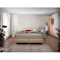 Boxspringbett ALINA "Luella", beige (beige tcm 12), B:224cm L:214cm, Komplettbetten, Boxspringbett, ADA trendline Boxspringbett, inkl. Matratze und Viscoschaum-Topper