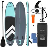 SereneLife Stand Up Paddling Board Aufblasbar, SUP Board Extra Breit 89cm 200kg für Familie – Standup Paddle Board Set, auch für Hunde geeignet, mit Paddel, Pumpe, Rucksack