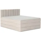 Deine Möbel 24 Boxspringbett MEXICO Echtes Boxspringbett Polsterbett Komplettbett inkl. Topper (Beige Hellgrau Blau-Grau Anthrazit Schwarz, 4-St., 2 Bonellfederkernmatratzen H3 + 1 Taschenfederkenmatratze H3), 140x200 160x200 180x200 180x200 200x200 inkl. Bettkasten beige