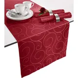 Erwin Müller Tischläufer, Tischdecke Oberhausen, Jacquard Ranken Rubin Größe 40x170 cm - pflegeleicht, bügelleicht, mit Kuvertsaum