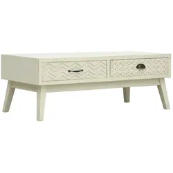 vidaXL Couchtisch mit 2 Schubladen Schnitzerei Grau 110x50x40 cm Holz