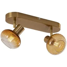 QAZQA Runde Deckenleuchte Gold mit Bernsteinglas 2-flammig - Teddy