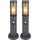 GLOBO Außenbeleuchtung Standleuchte Sockelleuchte rauch anthrazit Außen mit Bewegungsmelder Garten Stehlampe, Metall Kunststoff, 1x E27, DxH 7,6x45 cm, 2er Set