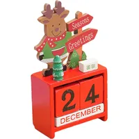 Weihnachtskalender aus Holz für den Schreibtisch, Weihnachtsmann, Schneemann, Rentier, Baum, ewiger Kalender, Holz-Displayblock, Ornament für die...