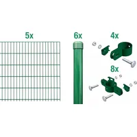 GAH Alberts Alberts Doppelstabmattenzaun Rundpfosten, Höhe 120 cm, Länge 10 m, grün - Grün