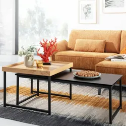 Couchtisch FineBuy Sofatisch 2er Set Holz Metall Satztisch Tisch Modern Design