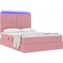 vidaXL Bett mit Stauraum und LED mit Matratze Rosa 140 x 190 cm Samt