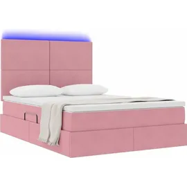 vidaXL Bett mit Stauraum und LED mit Matratze Rosa 140 x 190 cm Samt
