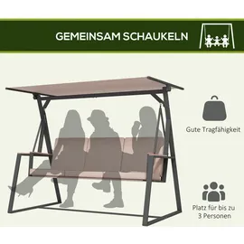 Outsunny Hollywoodschaukel Khaki 3-Sitzer