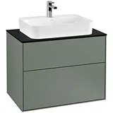 Villeroy & Boch Finion Waschtischunterschrank F34200GM 80x60,3cm, Abdeckplatte black matt, Olive Matt Lacquer