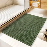 Mateju Chenille Badezimmerteppich, Weich Badteppich rutschfest Badematte Badvorleger Saugfähige Maschinenwaschbare für Badewanne Dusche Toilette (60 * 90cm,Chenille/Grün)