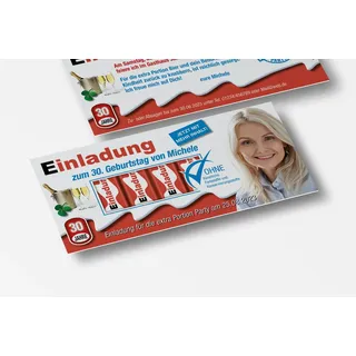 wirmachendeinekarte EINLADUNGSKARTEN zum GEBURTSTAG lustig | HOCHZEIT | KOMMUNION | Kindergeburtstag im Kinderschokoladen Look witzig (Frau, 20 Stück)